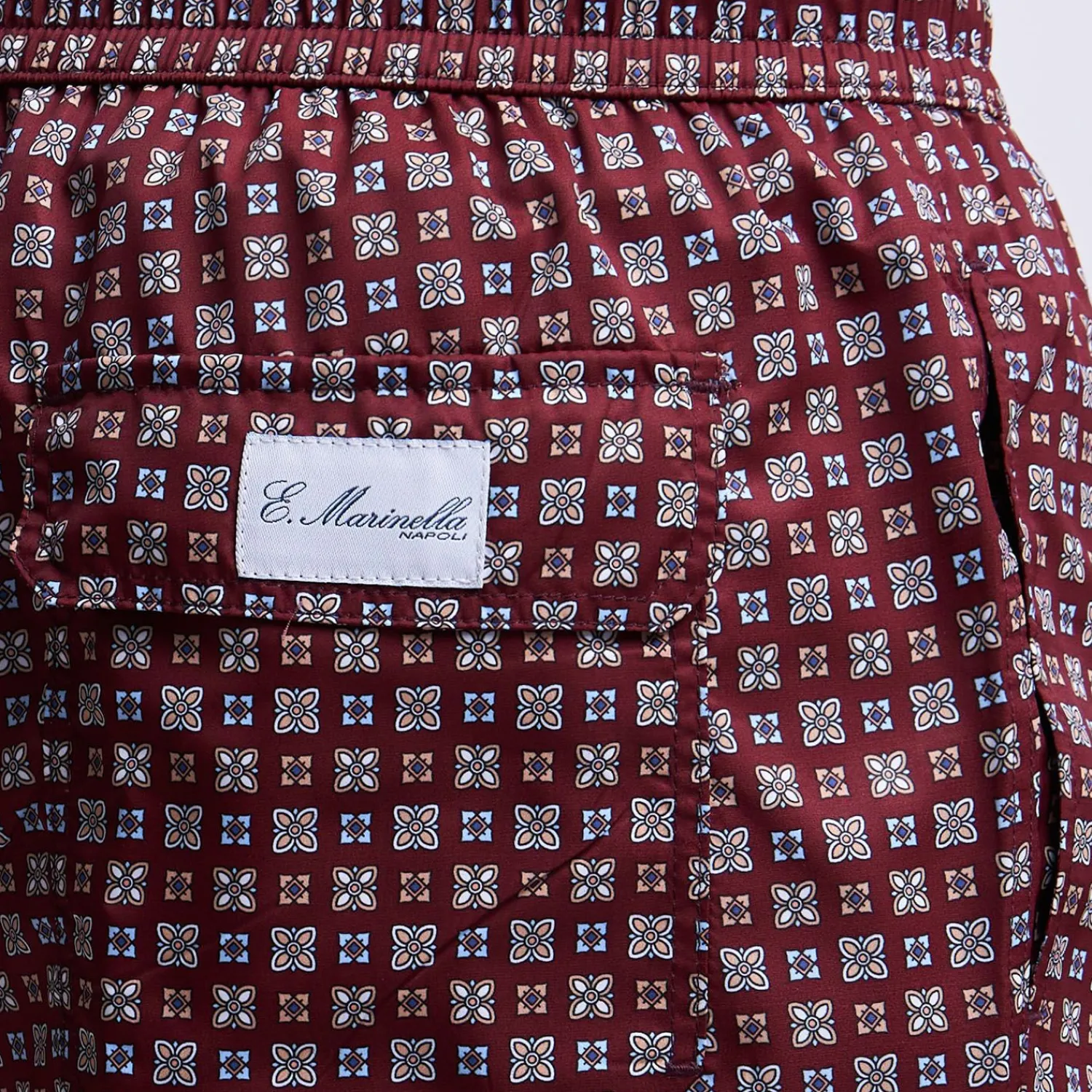 Burgundy Swim Short - Small Flower Pattern>E.Marinella Discount