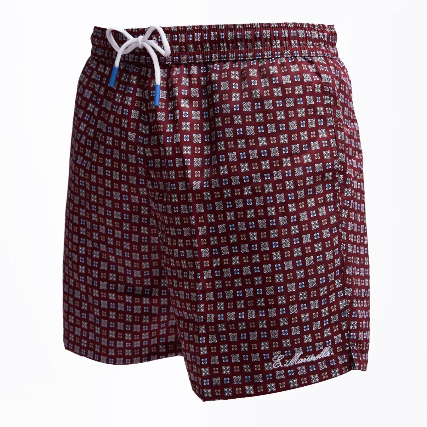 Burgundy Swim Short - Small Flower Pattern>E.Marinella Discount
