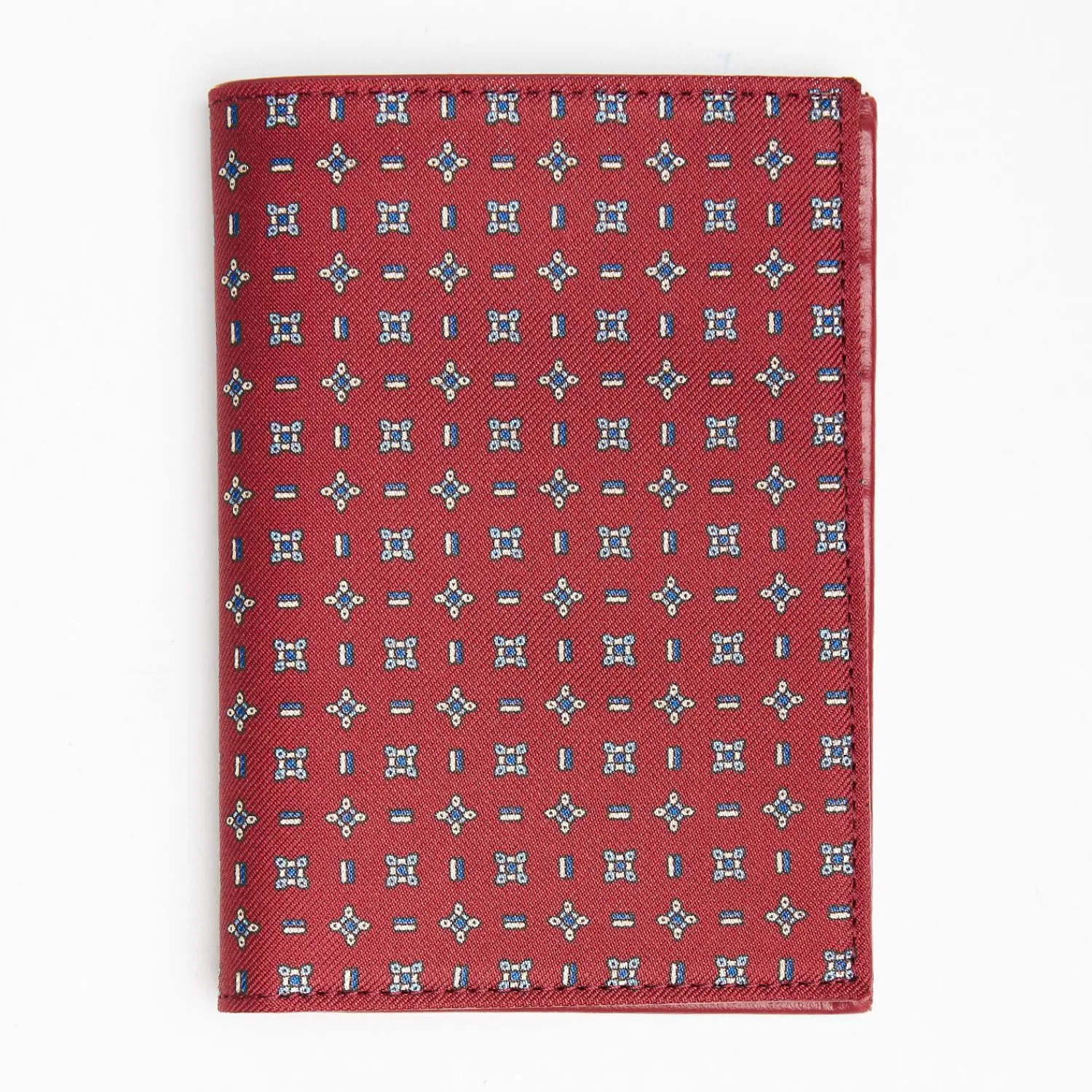 Burgundy Vertical Wallet In Silk And Leather>E.Marinella Store
