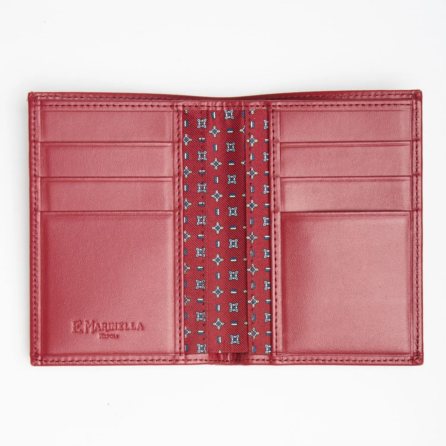 Burgundy Vertical Wallet In Silk And Leather>E.Marinella Store