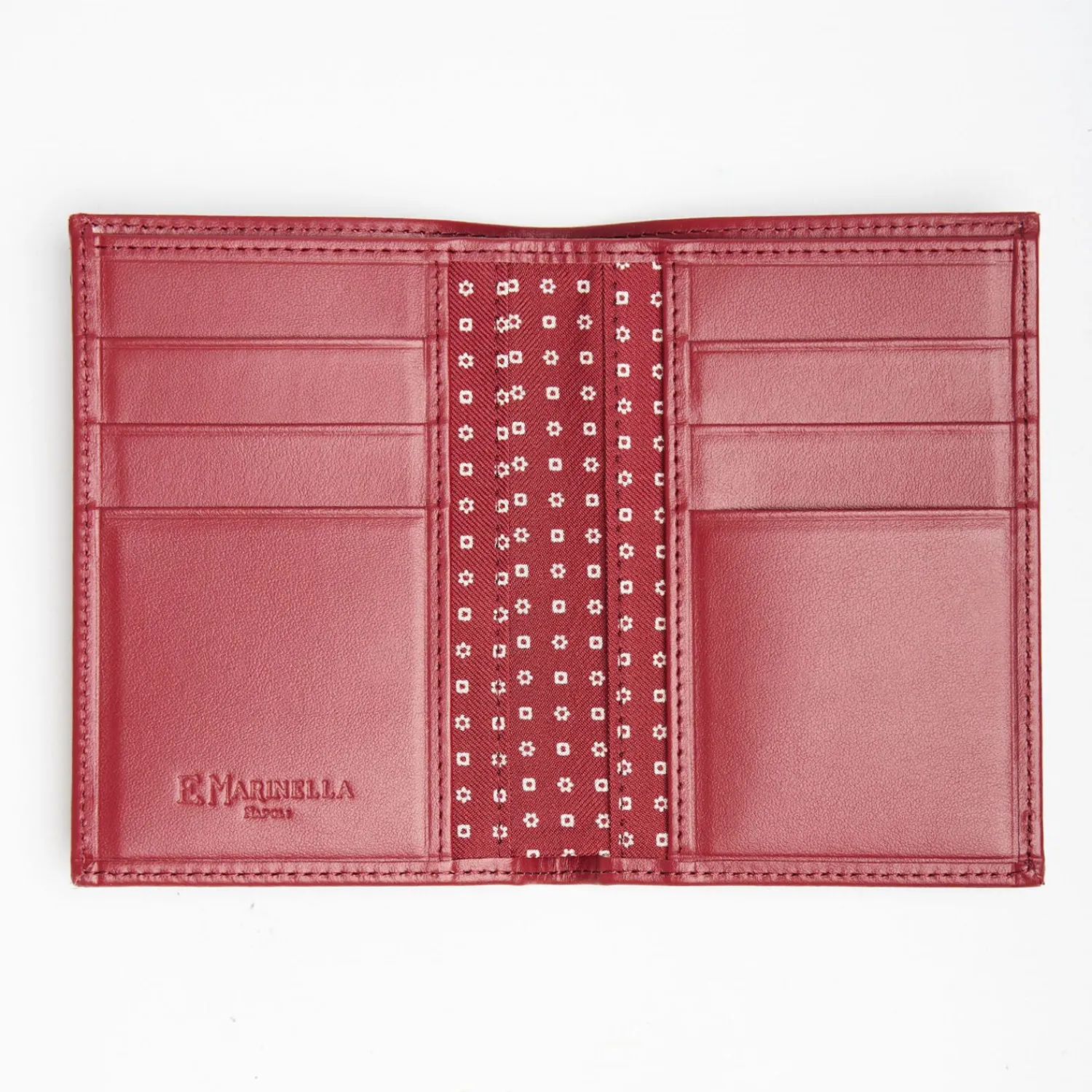 Burgundy Vertical Wallet In Silk And Leather>E.Marinella Best