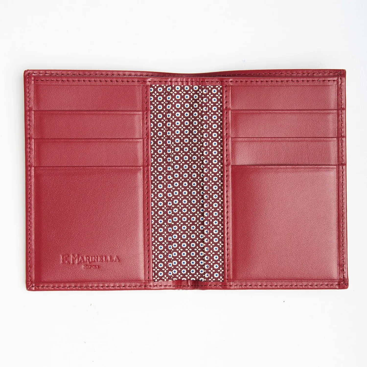 Burgundy Vertical Wallet In Silk And Leather>E.Marinella Clearance
