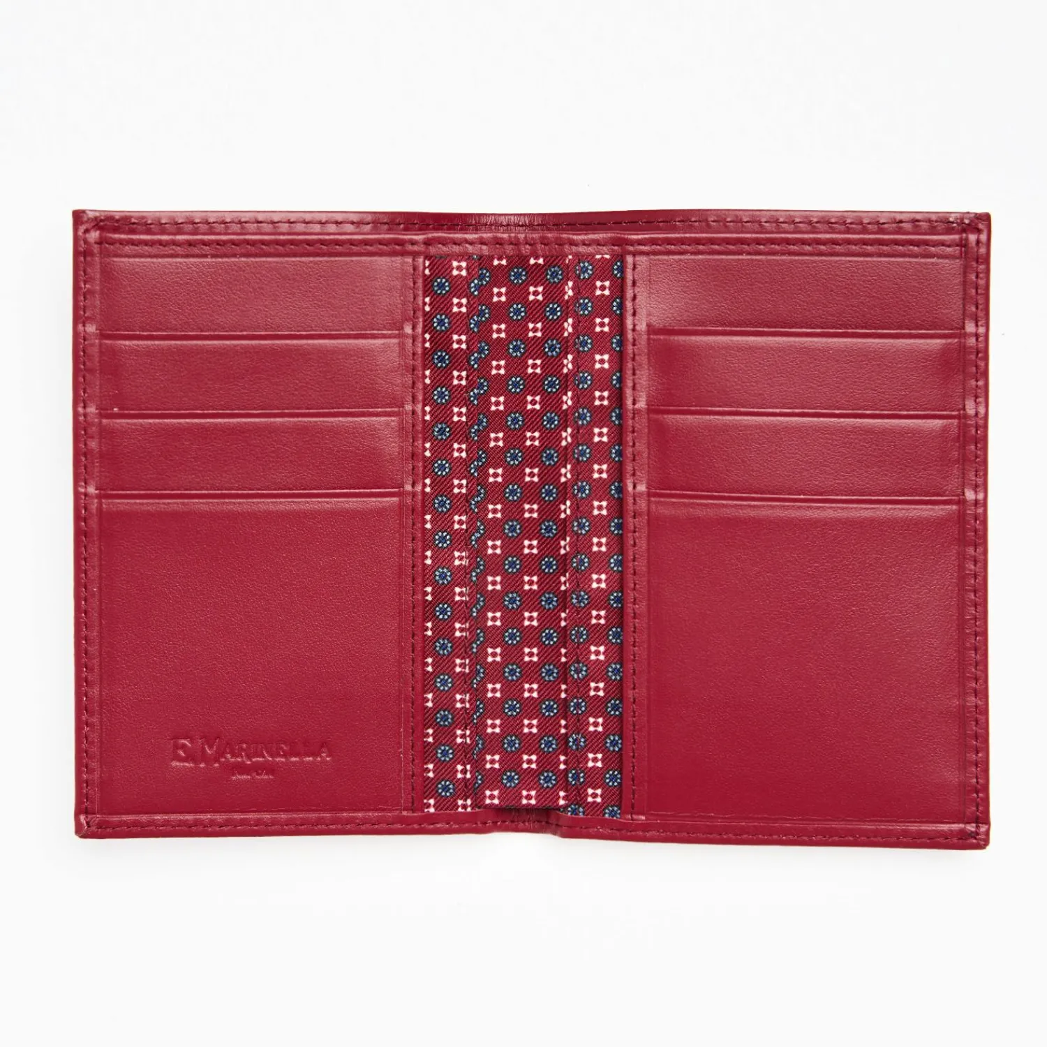 Burgundy Vertical Wallet In Silk And Leather>E.Marinella Best