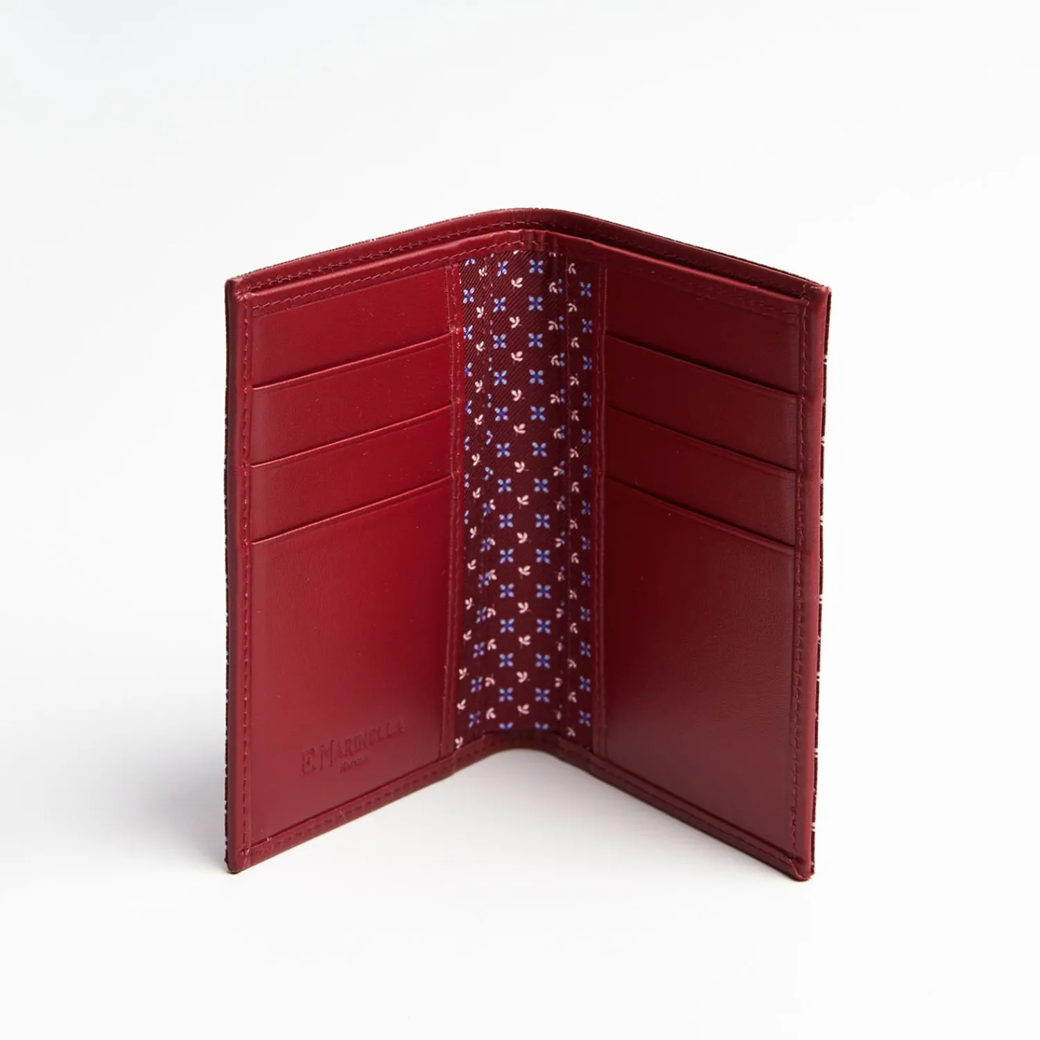 Burgundy Vertical Wallet In Silk And Leather>E.Marinella New