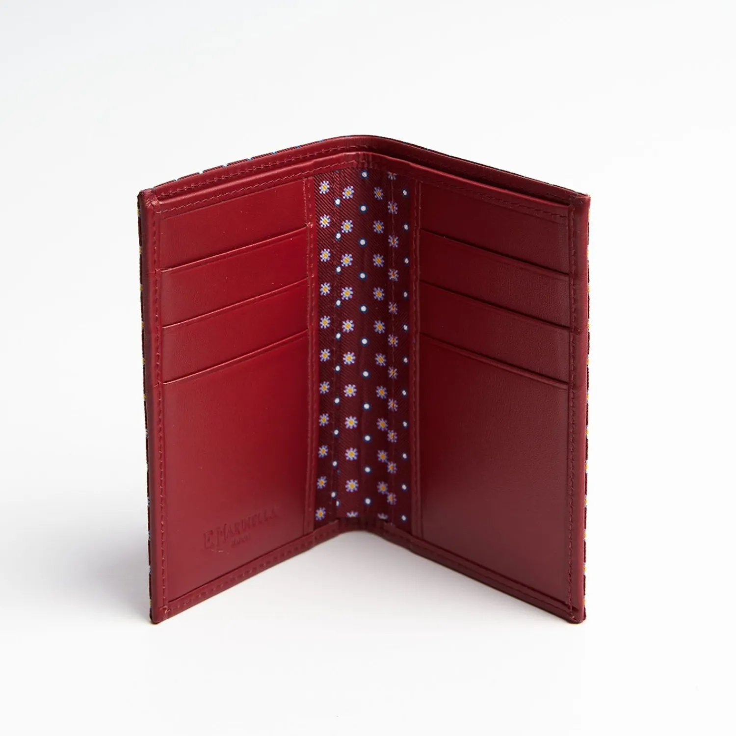 Burgundy Vertical Wallet In Silk And Leather>E.Marinella Clearance