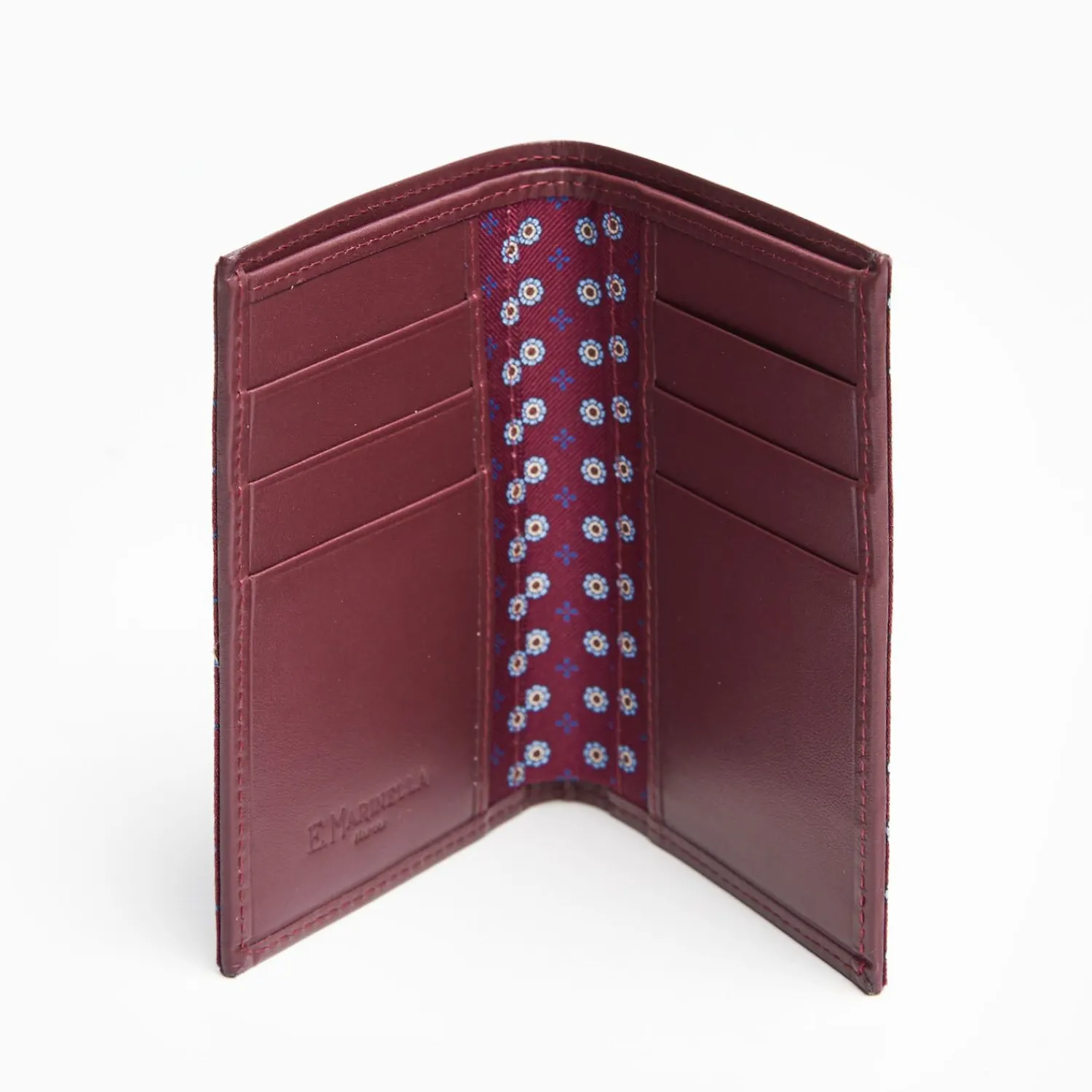 Burgundy Vertical Wallet In Silk And Leather>E.Marinella Cheap