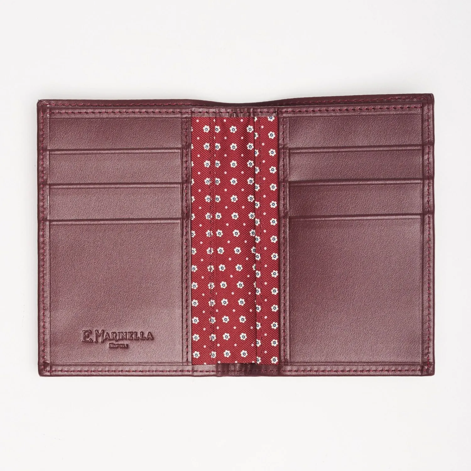 Burgundy Vertical Wallet In Silk And Leather>E.Marinella Sale