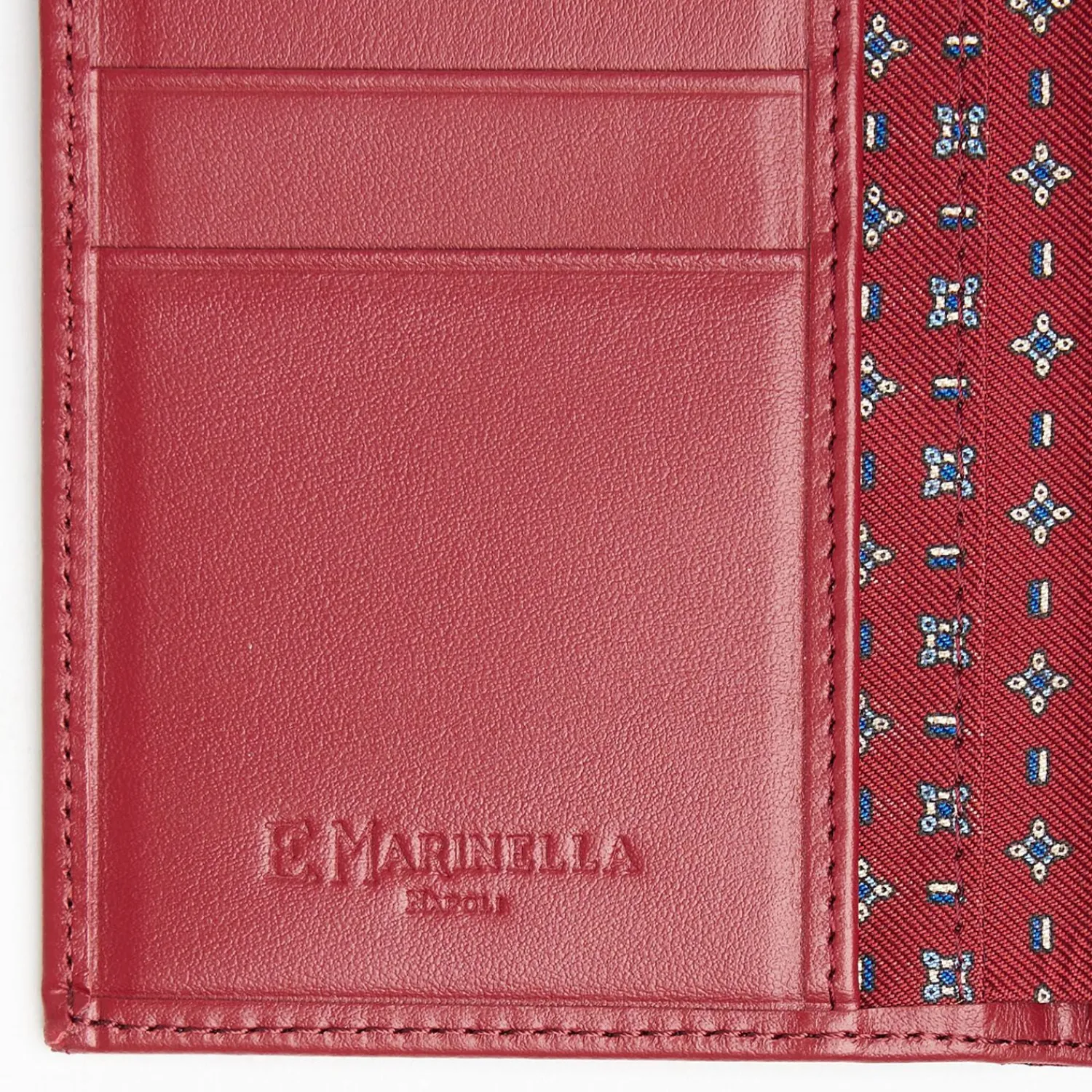 Burgundy Vertical Wallet In Silk And Leather>E.Marinella Store