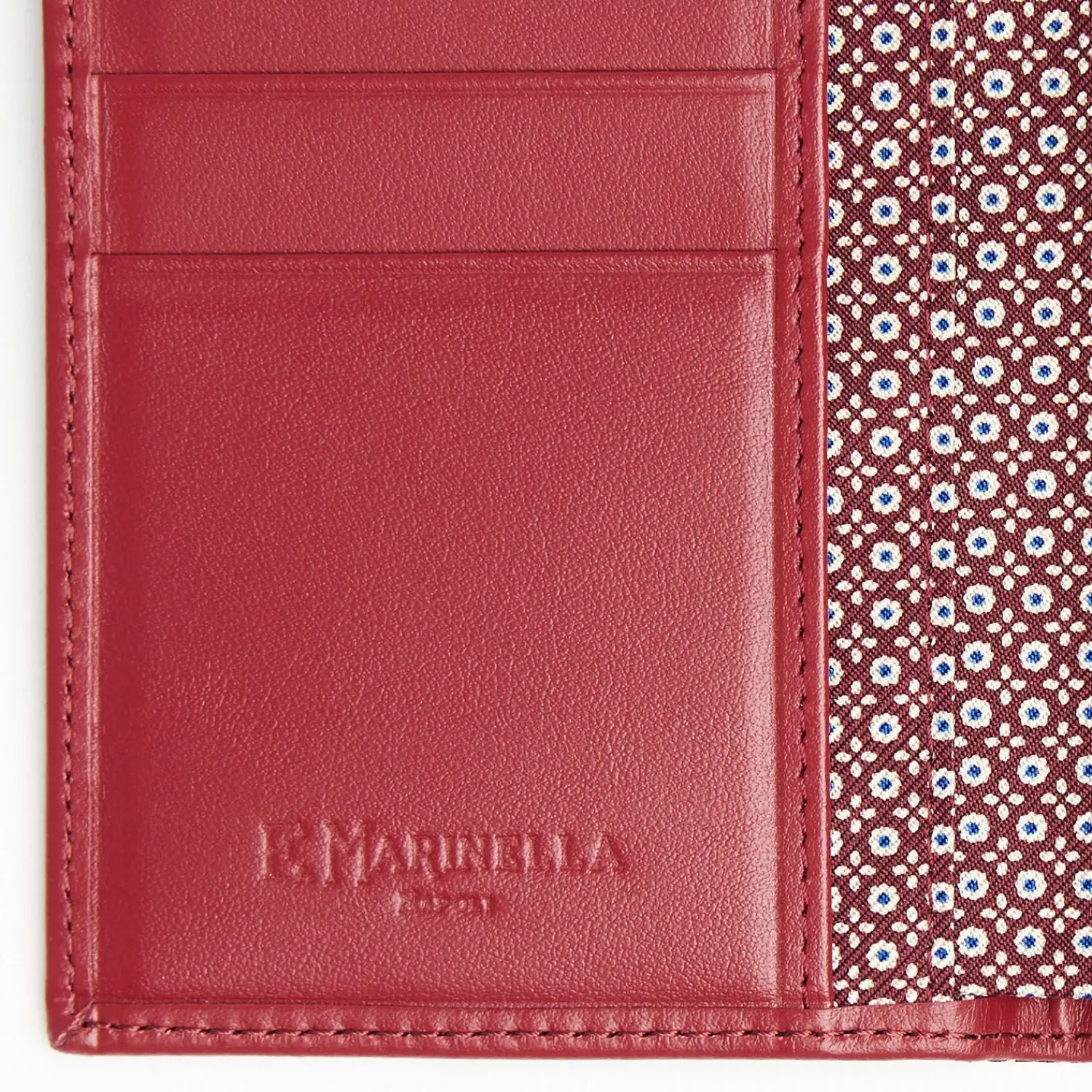 Burgundy Vertical Wallet In Silk And Leather>E.Marinella Clearance