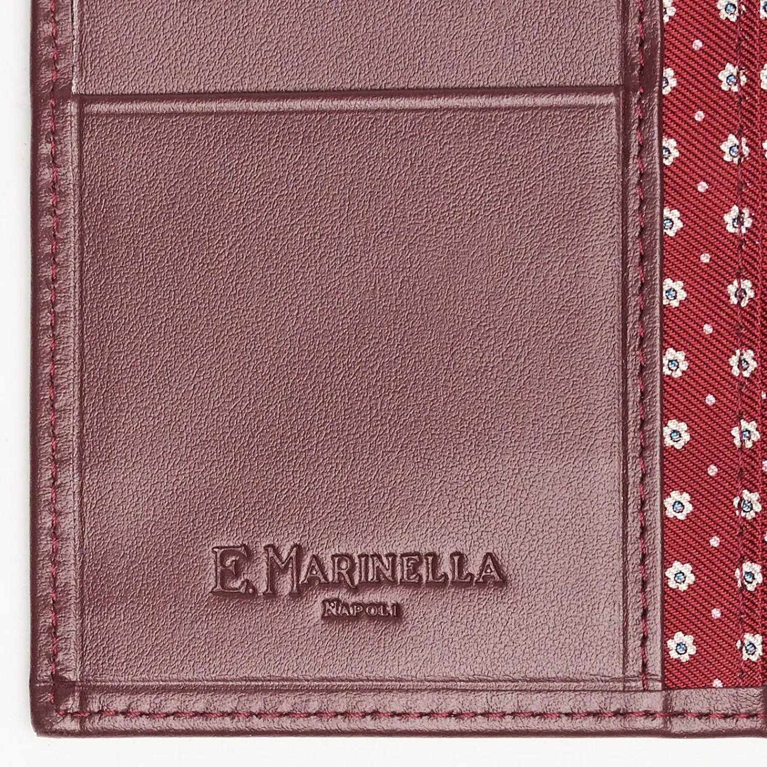 Burgundy Vertical Wallet In Silk And Leather>E.Marinella Sale