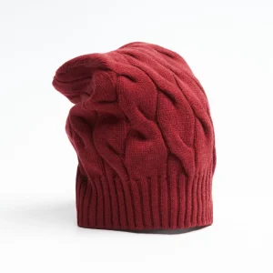 Cable-Knit Burgundy Wool Hat>E.Marinella Best