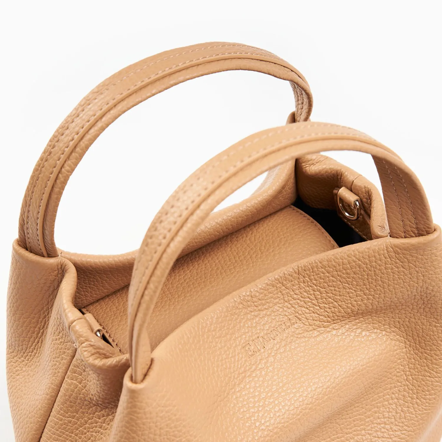 Camel Textured Leather Soft Mini Bag>E.Marinella Clearance