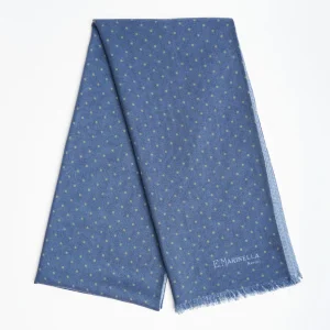 Dark And Light Blue Double Patterned Wool And Silk Scarf>E.Marinella Hot