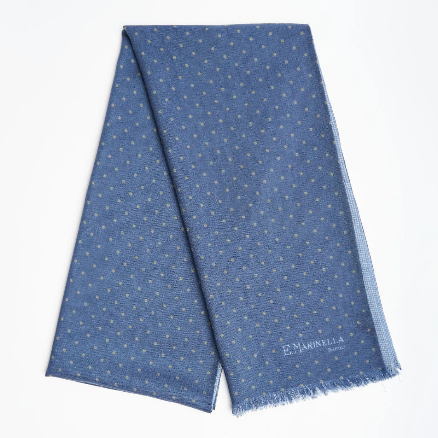 Dark And Light Blue Double Patterned Wool And Silk Scarf>E.Marinella Hot