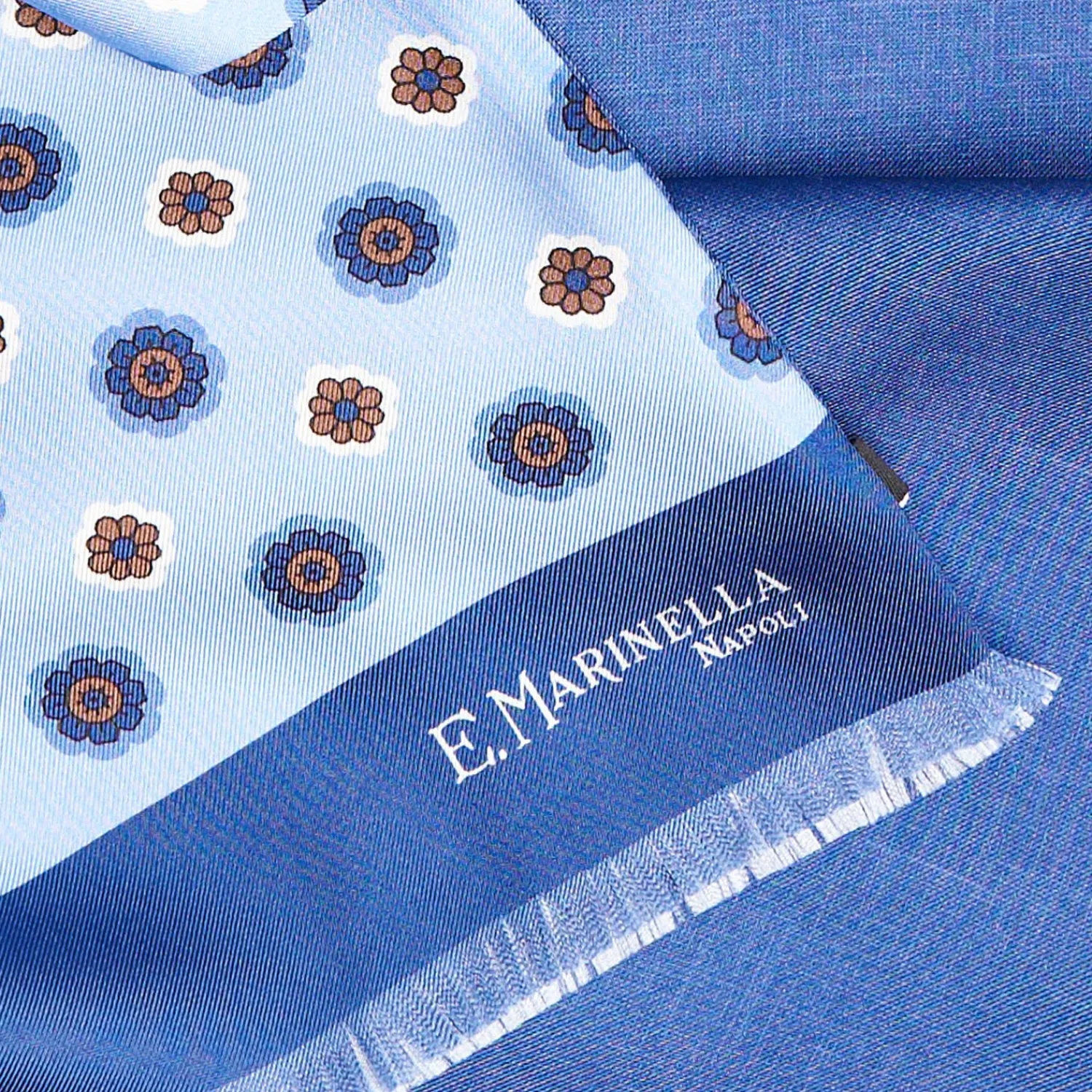 Dark And Light Blue Double Silk Scarf>E.Marinella Fashion