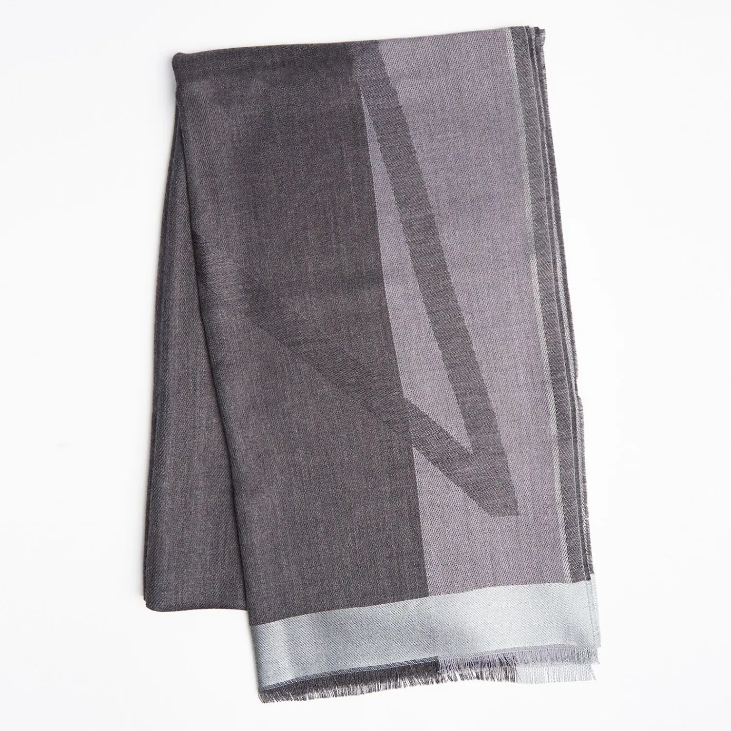 Dark And Light Gray Cashmere Scarf With Pearl Gray Silk Detail>E.Marinella Discount