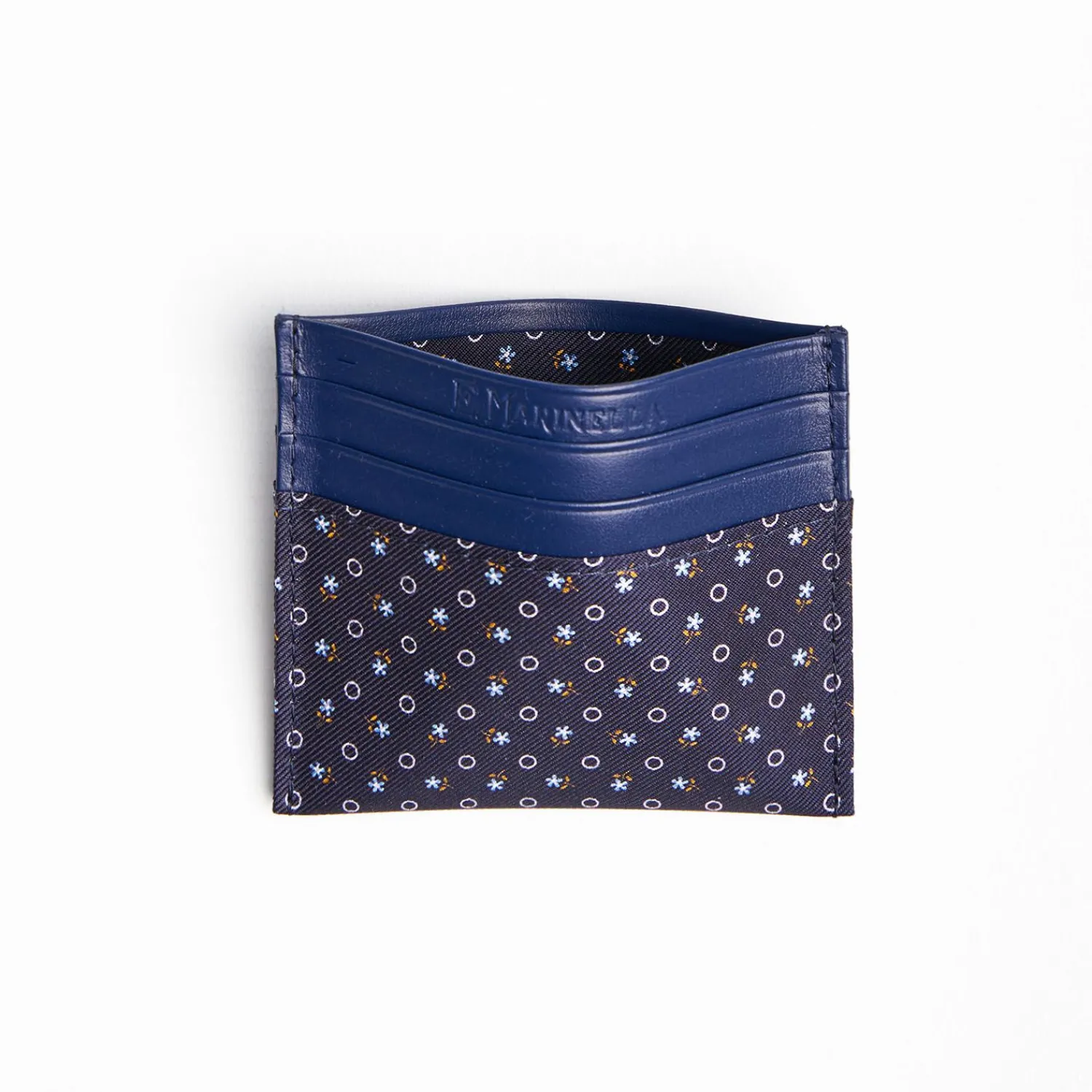 Dark Blu Silk And Leather Credit Card Holder 5 Compartments>E.Marinella Fashion