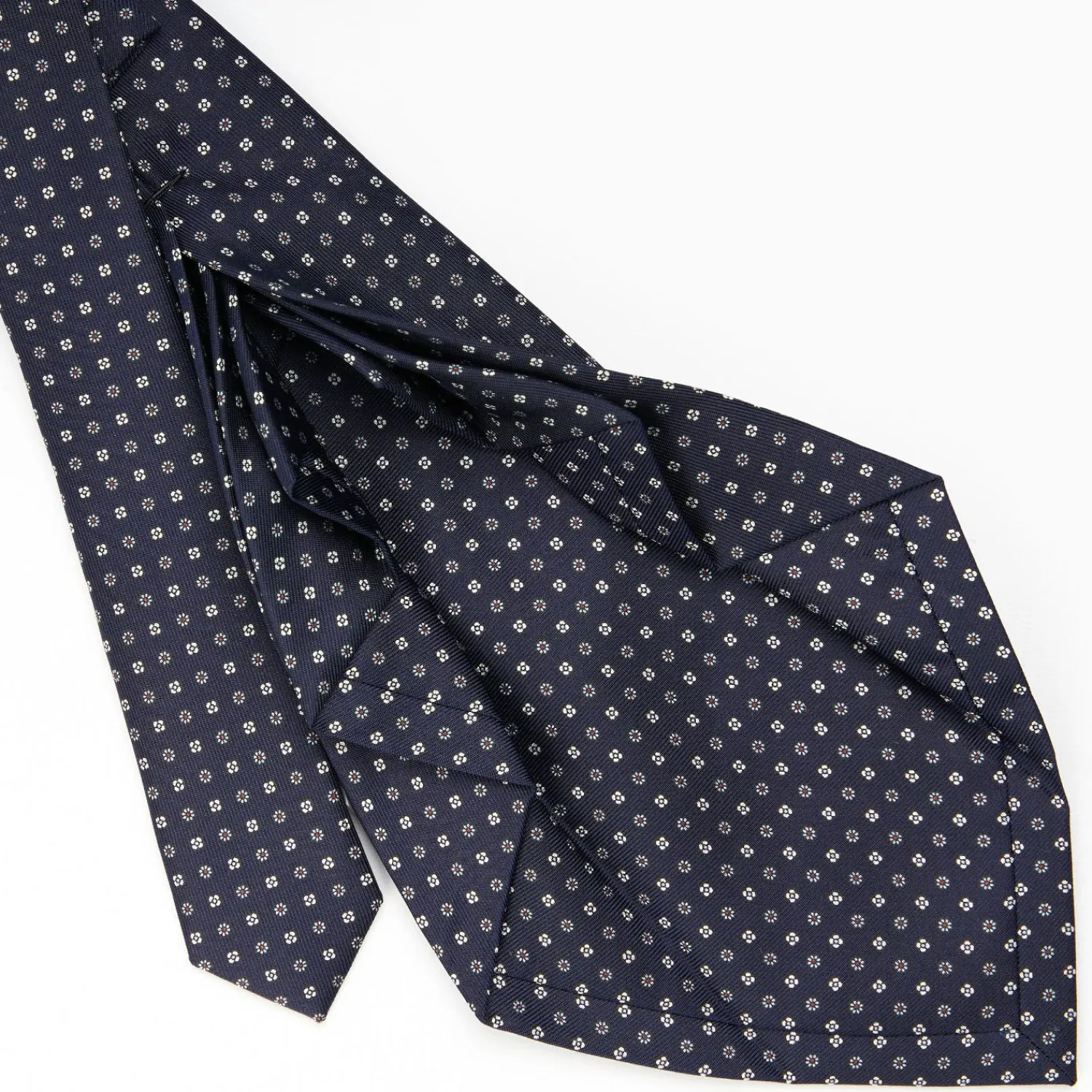 Dark Blue 9 Fold Sartorial Silk Tie Small Flower Pattern>E.Marinella Clearance