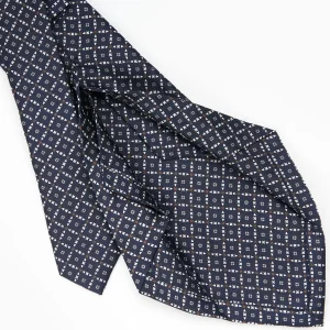 Dark Blue 5 Fold Sartorial Silk Tie - Small Flower Pattern>E.Marinella Flash Sale