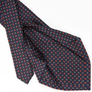 Dark Blue 5 Fold Sartorial Silk Tie - Small Flower Pattern>E.Marinella Outlet