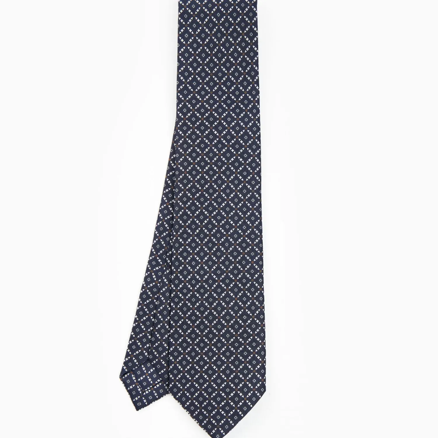 Dark Blue 9 Fold Sartorial Silk Tie Small Flower Pattern>E.Marinella Flash Sale