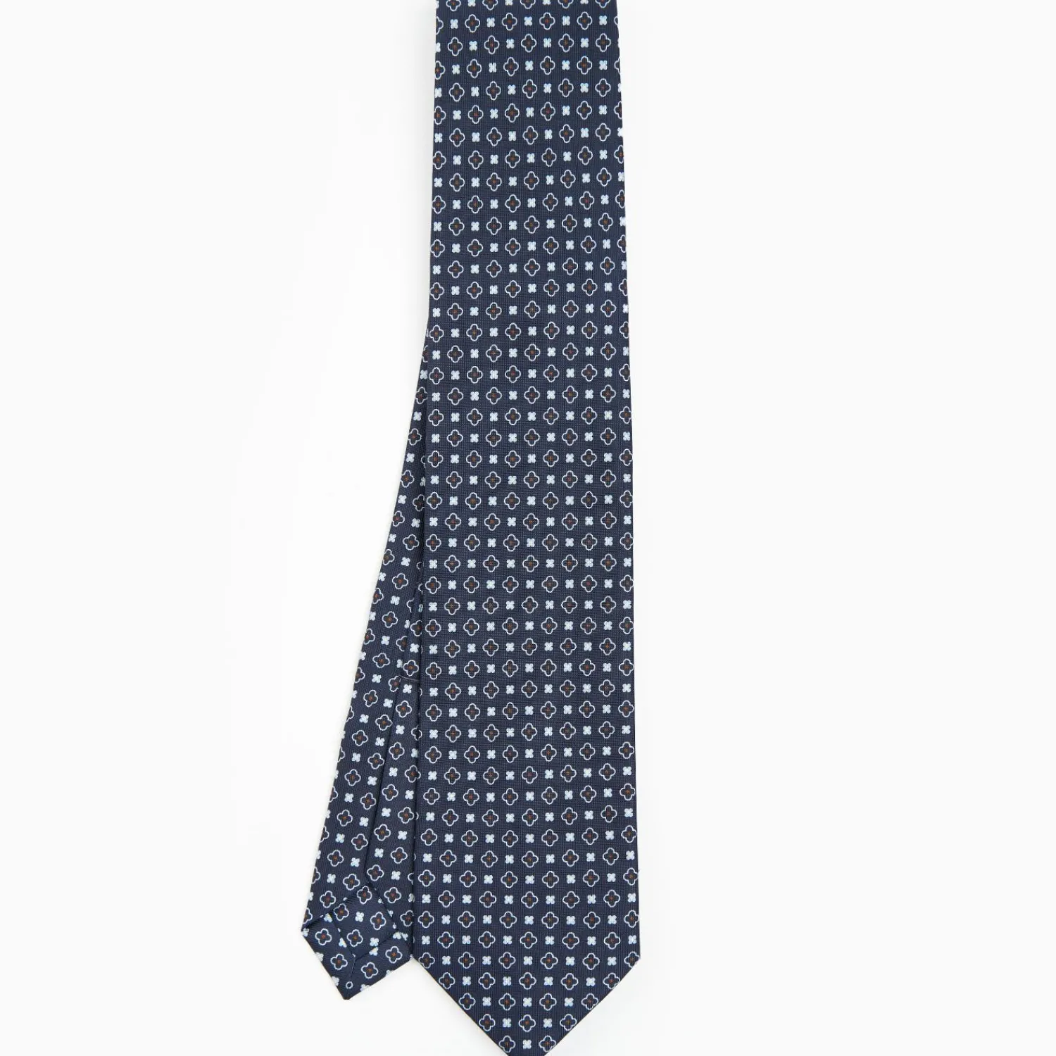 Dark Blue 5 Fold Sartorial Silk Tie - Small Flower Pattern>E.Marinella Discount