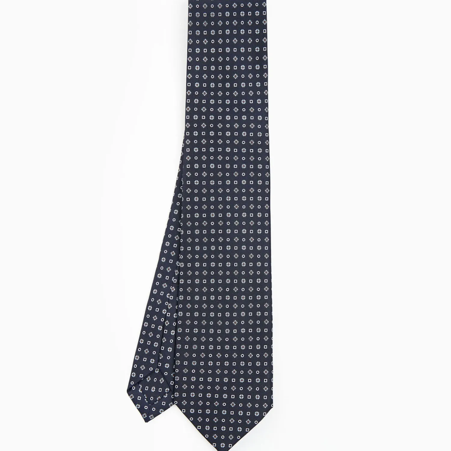 Dark Blue 5 Fold Sartorial Silk Tie - Small Flower Pattern>E.Marinella Cheap