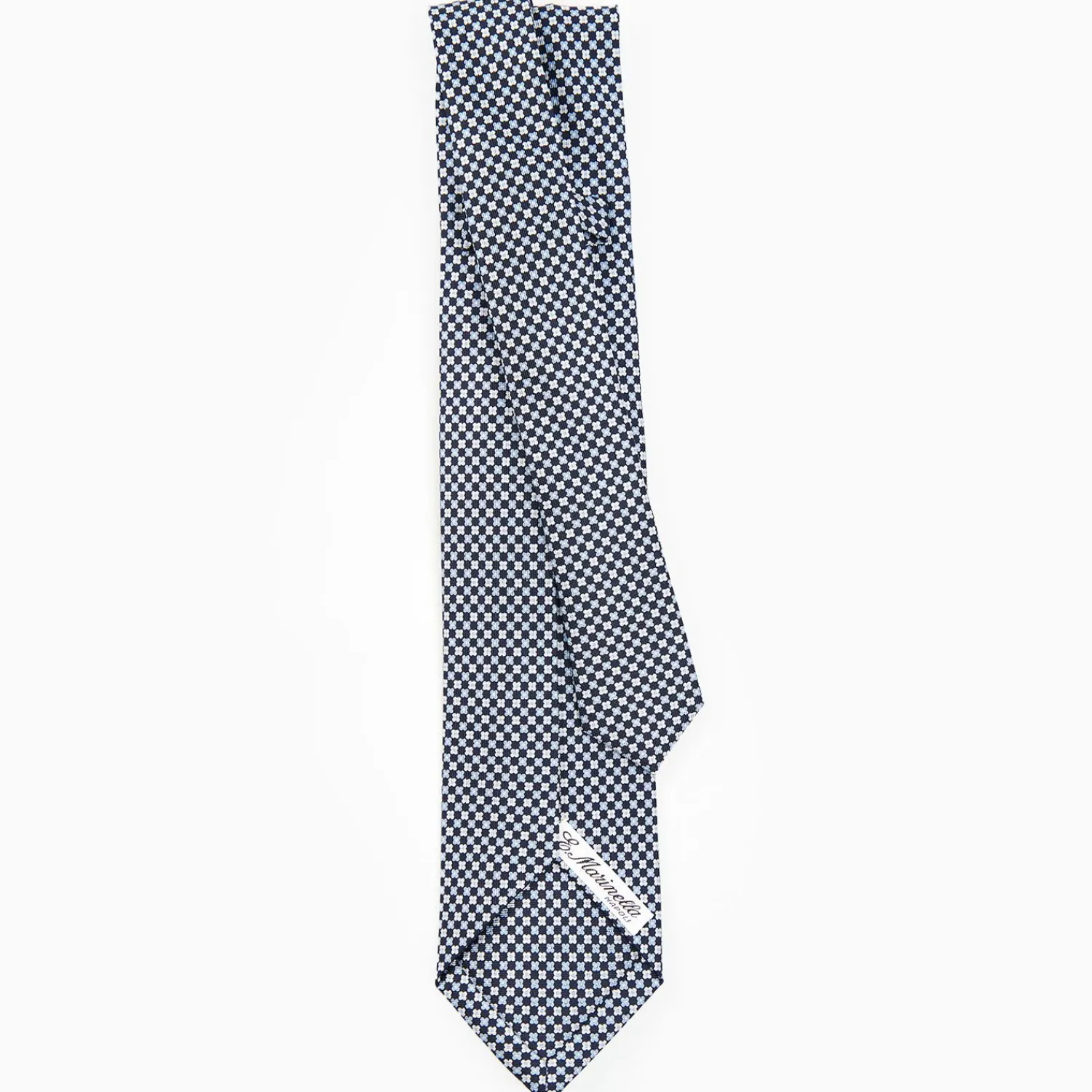 Dark Blue 5 Fold Sartorial Silk Tie - Small Flower Pattern>E.Marinella Outlet