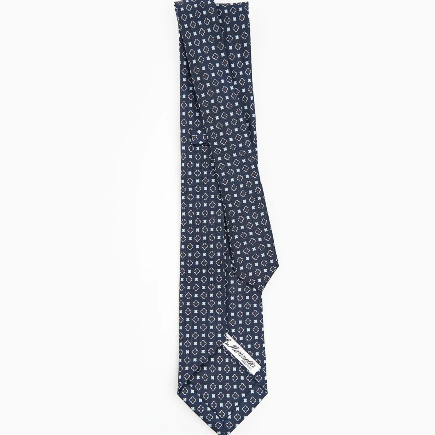 Dark Blue 5 Fold Sartorial Silk Tie - Small Flower Pattern>E.Marinella Discount