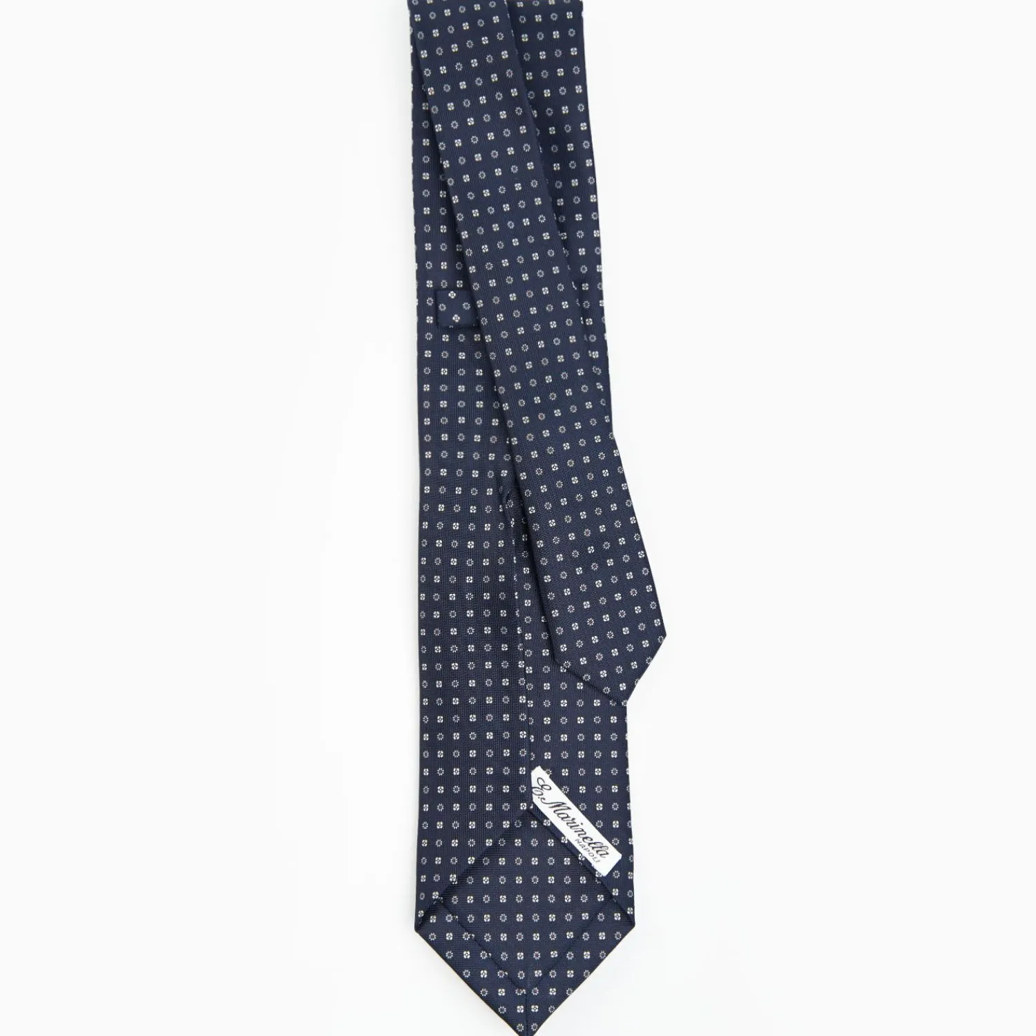 Dark Blue 9 Fold Sartorial Silk Tie Small Flower Pattern>E.Marinella Clearance