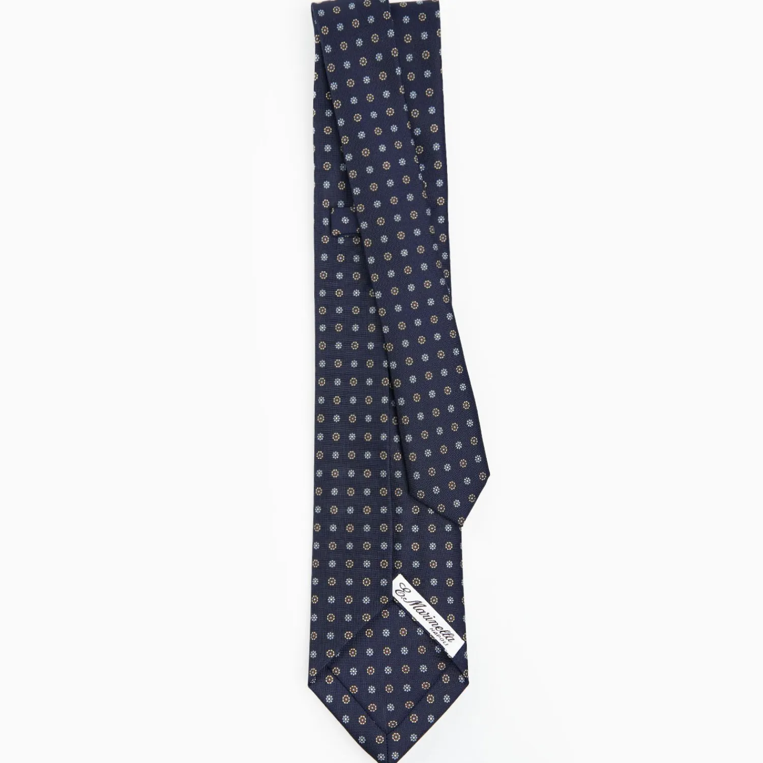 Dark Blue 9 Fold Sartorial Silk Tie Small Flower Pattern>E.Marinella Cheap