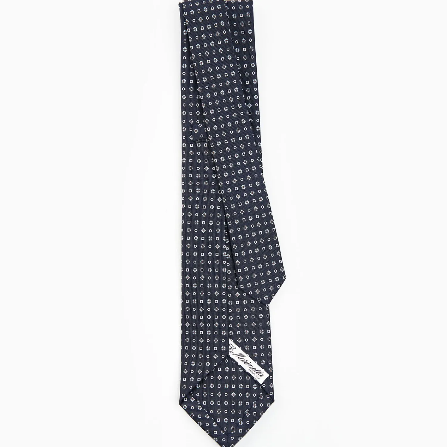 Dark Blue 5 Fold Sartorial Silk Tie - Small Flower Pattern>E.Marinella Cheap