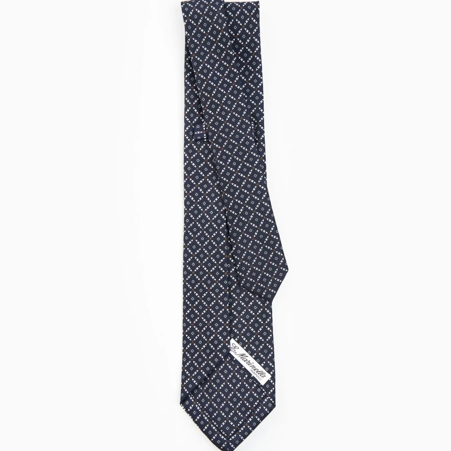 Dark Blue 5 Fold Sartorial Silk Tie - Small Flower Pattern>E.Marinella Flash Sale