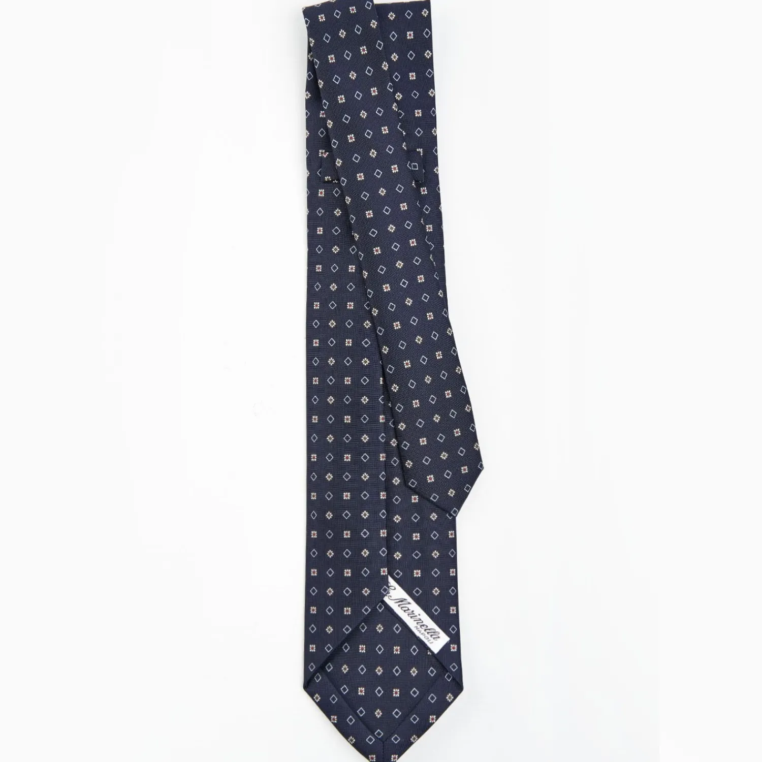 Dark Blue 5 Fold Sartorial Silk Tie - Small Flower Pattern>E.Marinella Best