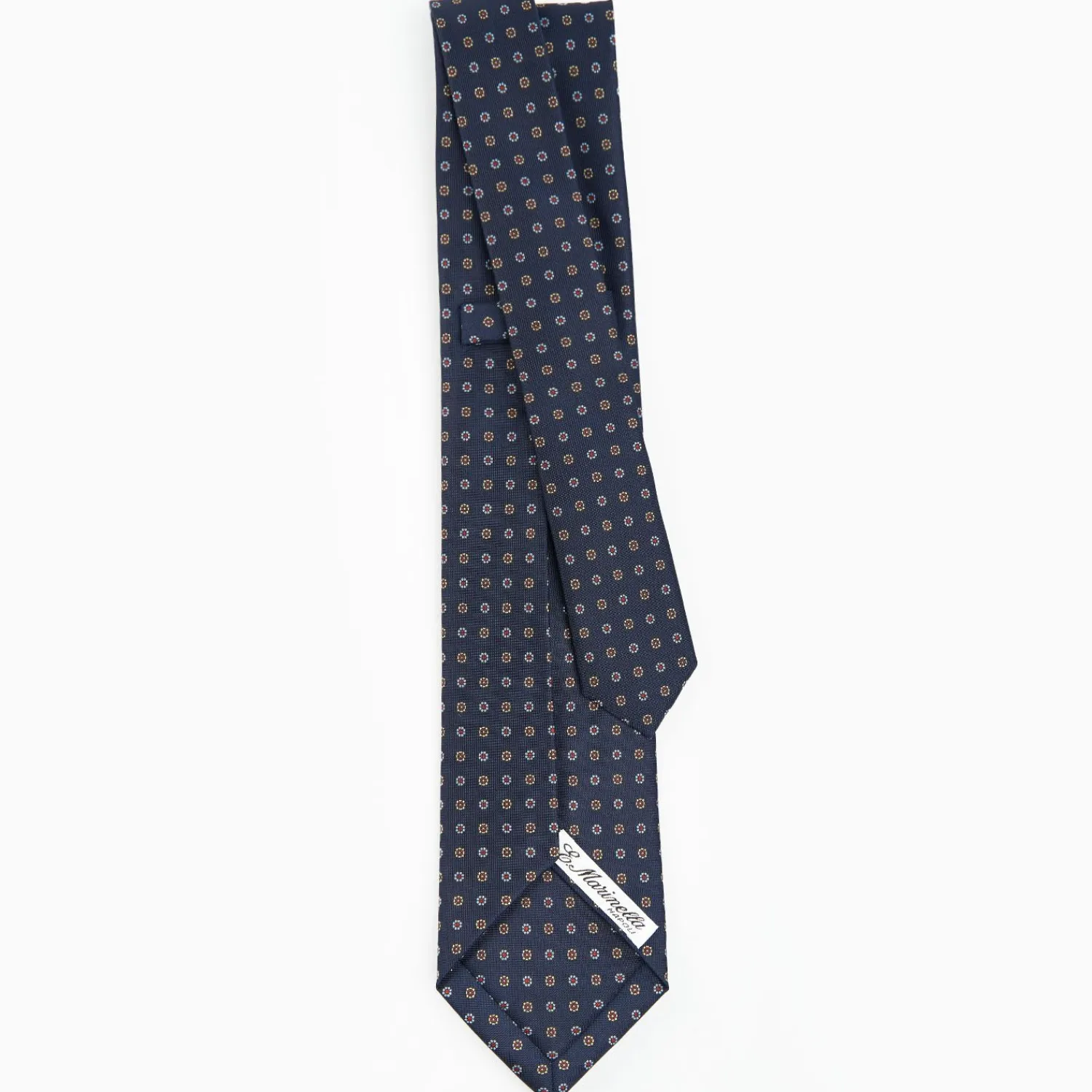 Dark Blue 9 Fold Sartorial Silk Tie Small Flower Pattern>E.Marinella Flash Sale