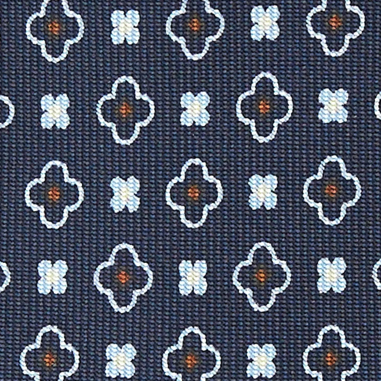 Dark Blue 5 Fold Sartorial Silk Tie - Small Flower Pattern>E.Marinella Discount