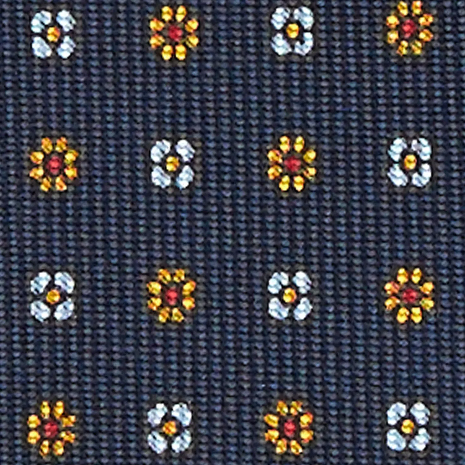 Dark Blue 9 Fold Sartorial Silk Tie Small Flower Pattern>E.Marinella Outlet