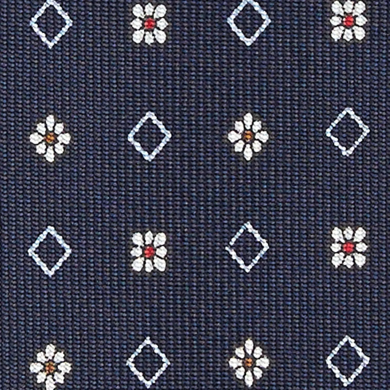 Dark Blue 5 Fold Sartorial Silk Tie - Small Flower Pattern>E.Marinella Best