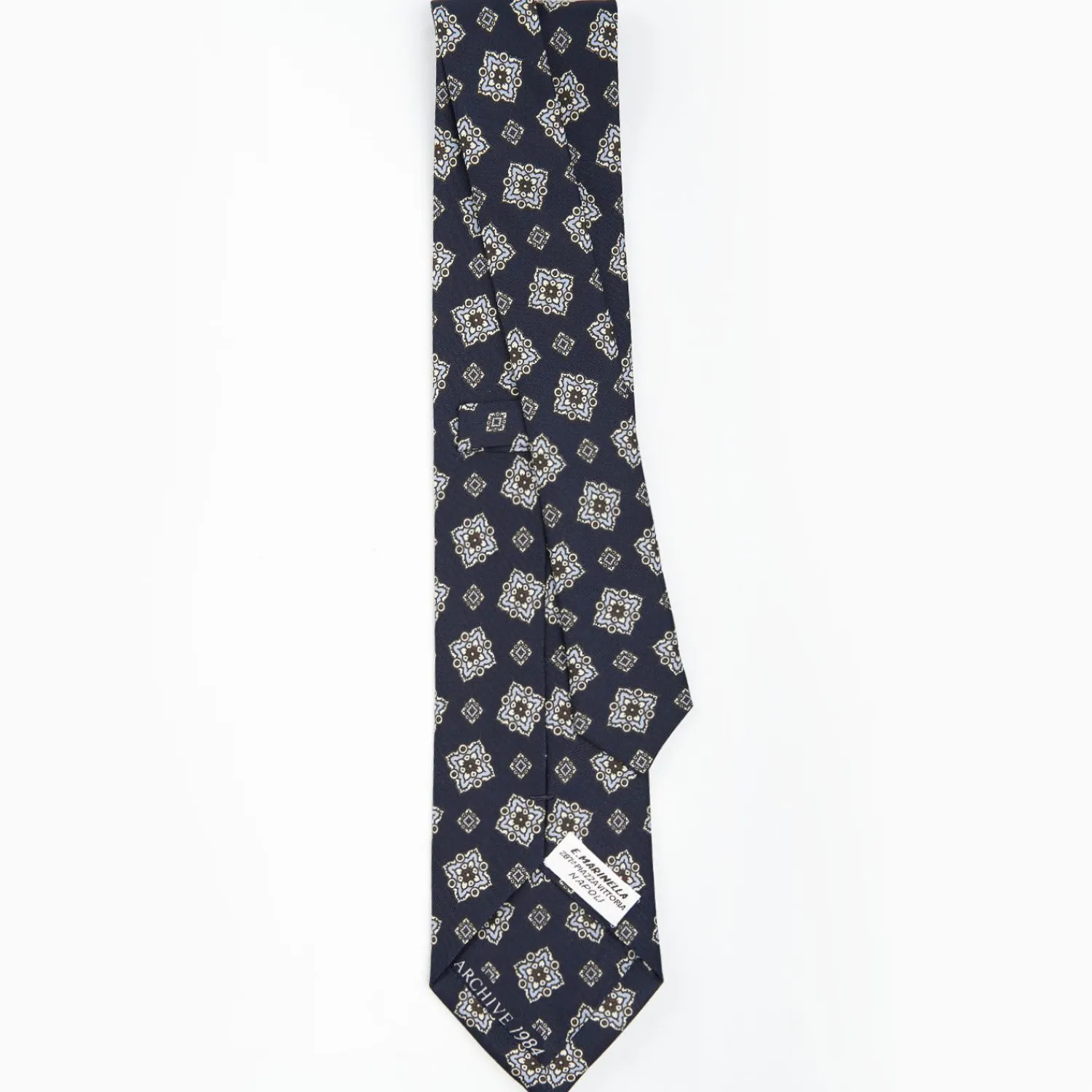 Dark Blue Archivio Collection Silk Tie 1984-01>E.Marinella Store