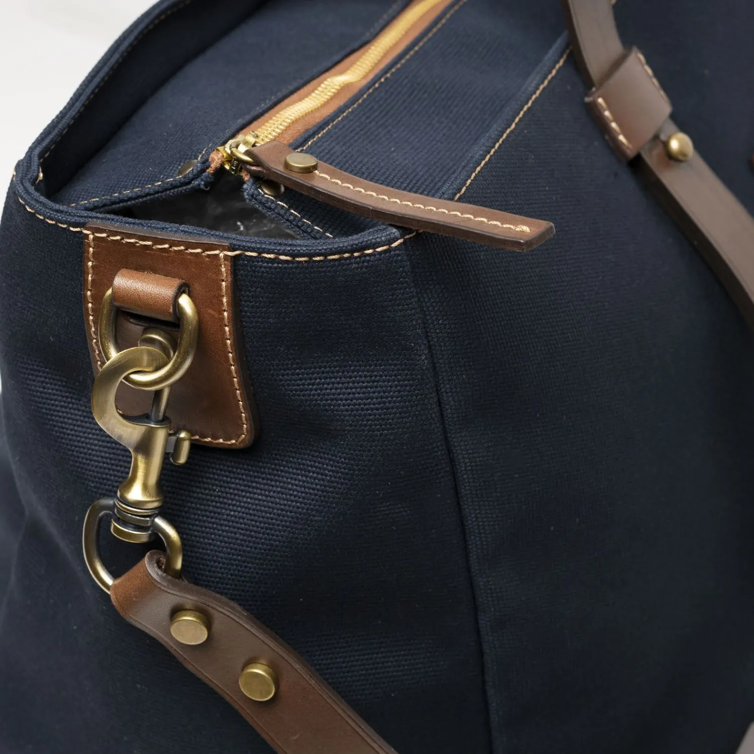 Dark Blue Canvas Weekend Bag With Leather Trim>E.Marinella Cheap