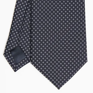 Dark Blue Ceremonial Jacquard Silk Tie Small Geometric Pattern>E.Marinella Clearance