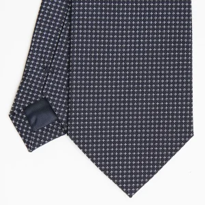 Dark Blue Ceremonial Jacquard Silk Tie - Small Geometric Pattern>E.Marinella Discount