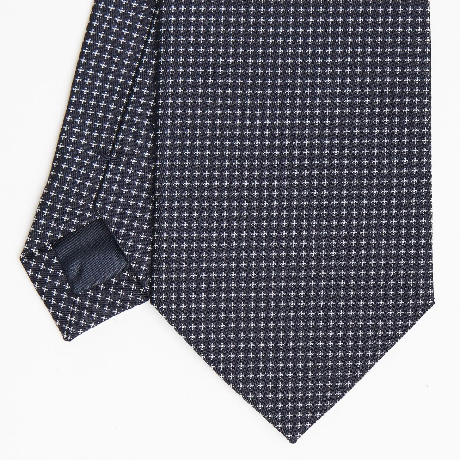 Dark Blue Ceremonial Jacquard Silk Tie - Small Geometric Pattern>E.Marinella Discount
