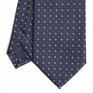 Dark Blue Cerimonial Silk Satin Tie - Small Geometric Pattern>E.Marinella Clearance