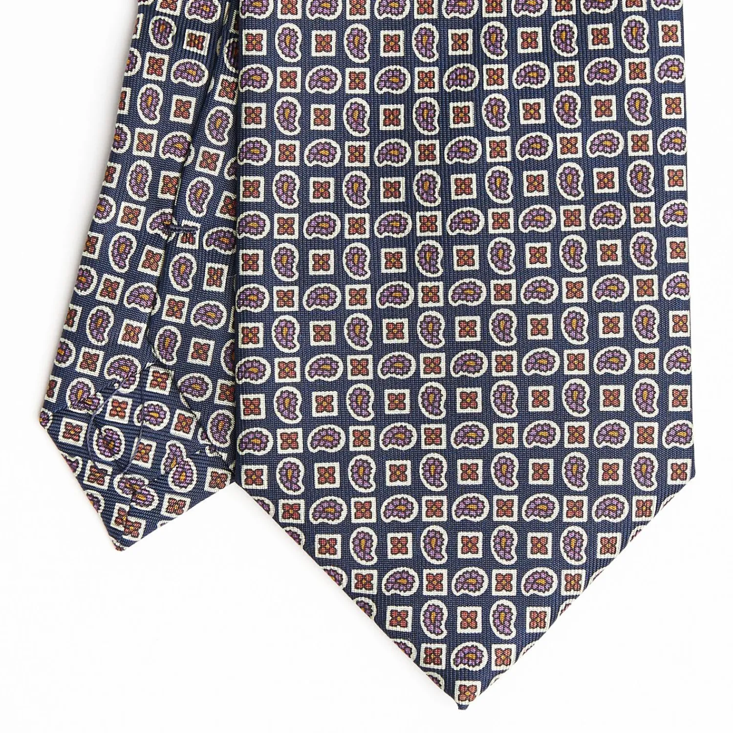 Dark Blue Extra Long Sartorial Silk Tie - Paisley Pattern>E.Marinella Cheap