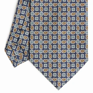 Dark Blue Extra Long Sartorial Silk Tie - Paisley Pattern>E.Marinella Cheap