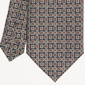 Dark Blue Extra Long Sartorial Silk Tie - Paisley Pattern>E.Marinella Hot