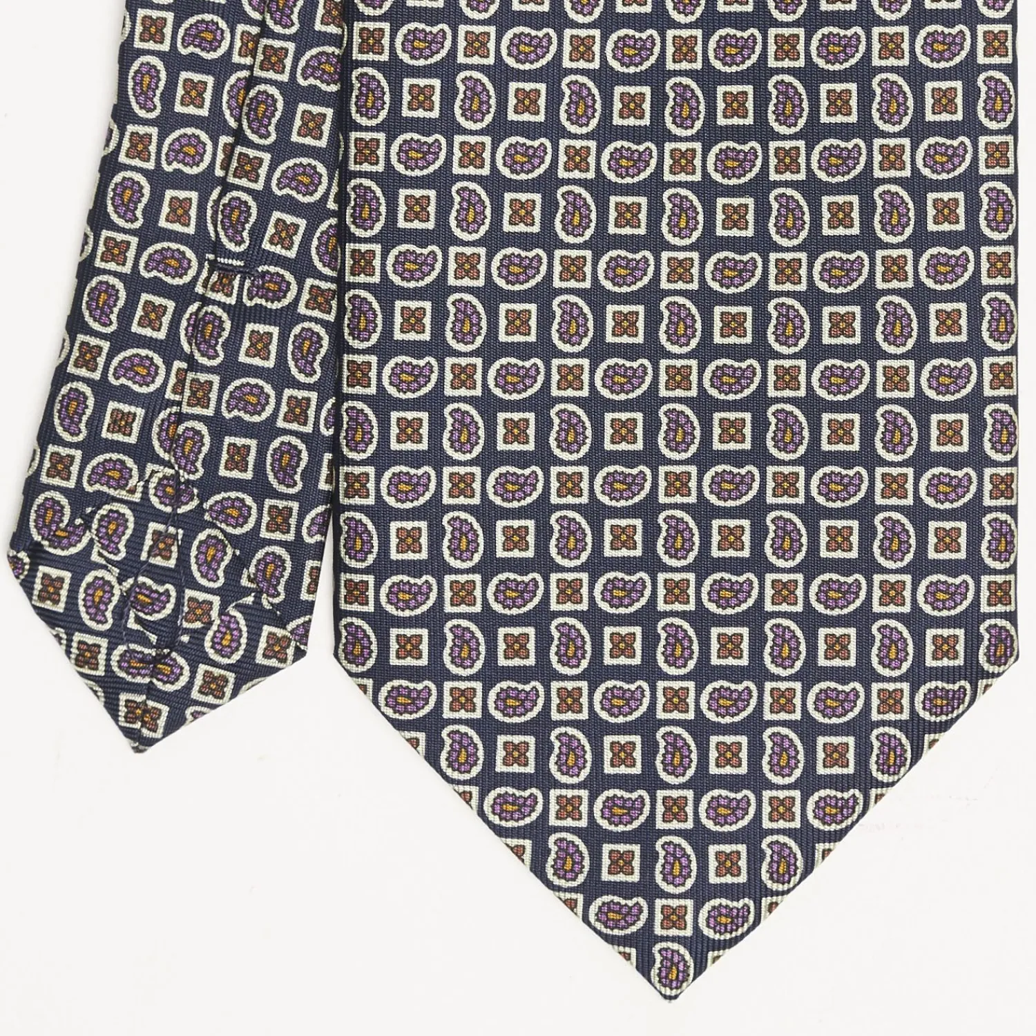 Dark Blue Extra Long Sartorial Silk Tie Paisley Pattern>E.Marinella Outlet