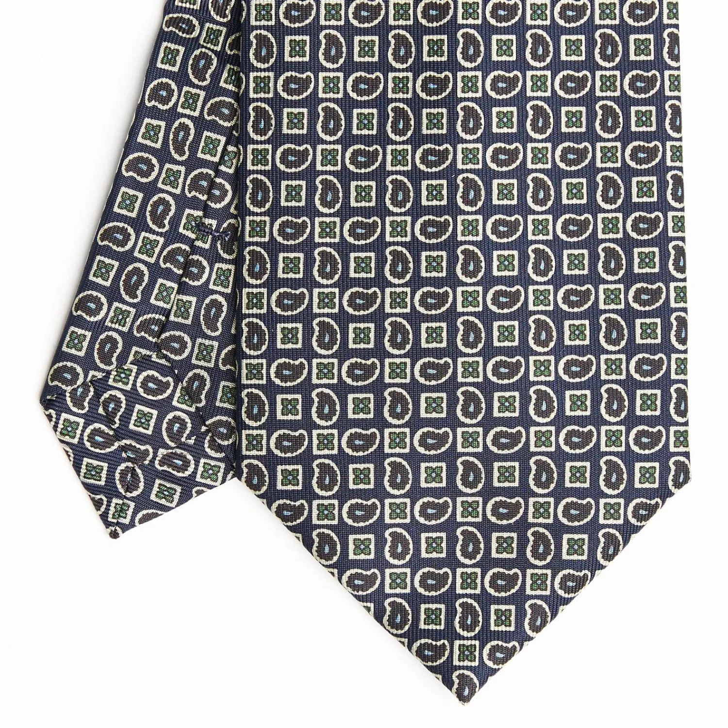 Dark Blue Extra Long Sartorial Silk Tie - Paisley Pattern>E.Marinella Shop