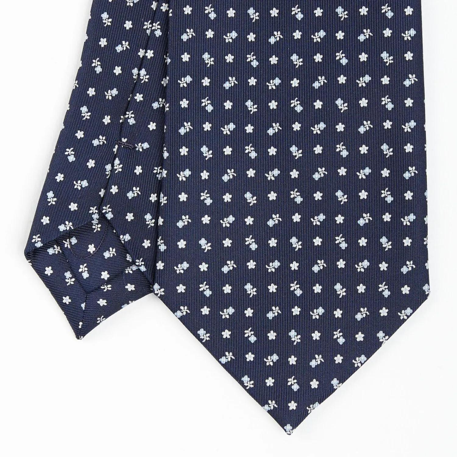 Dark Blue Extra Long Sartorial Silk Tie - Small Flower Pattern>E.Marinella Best Sale